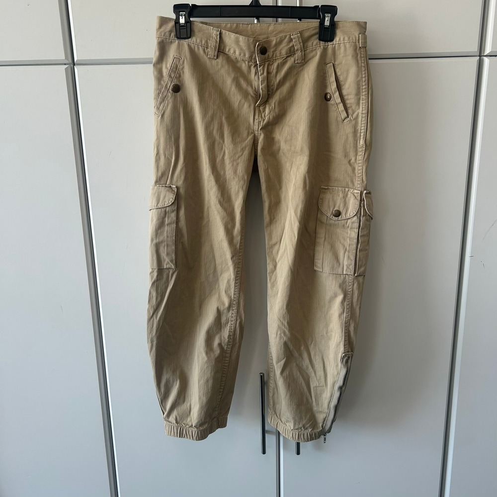 Lucky Brand Dungarees Khaki Cargo Pants Women 4 27 Tan Utility Zipped LB-415-G